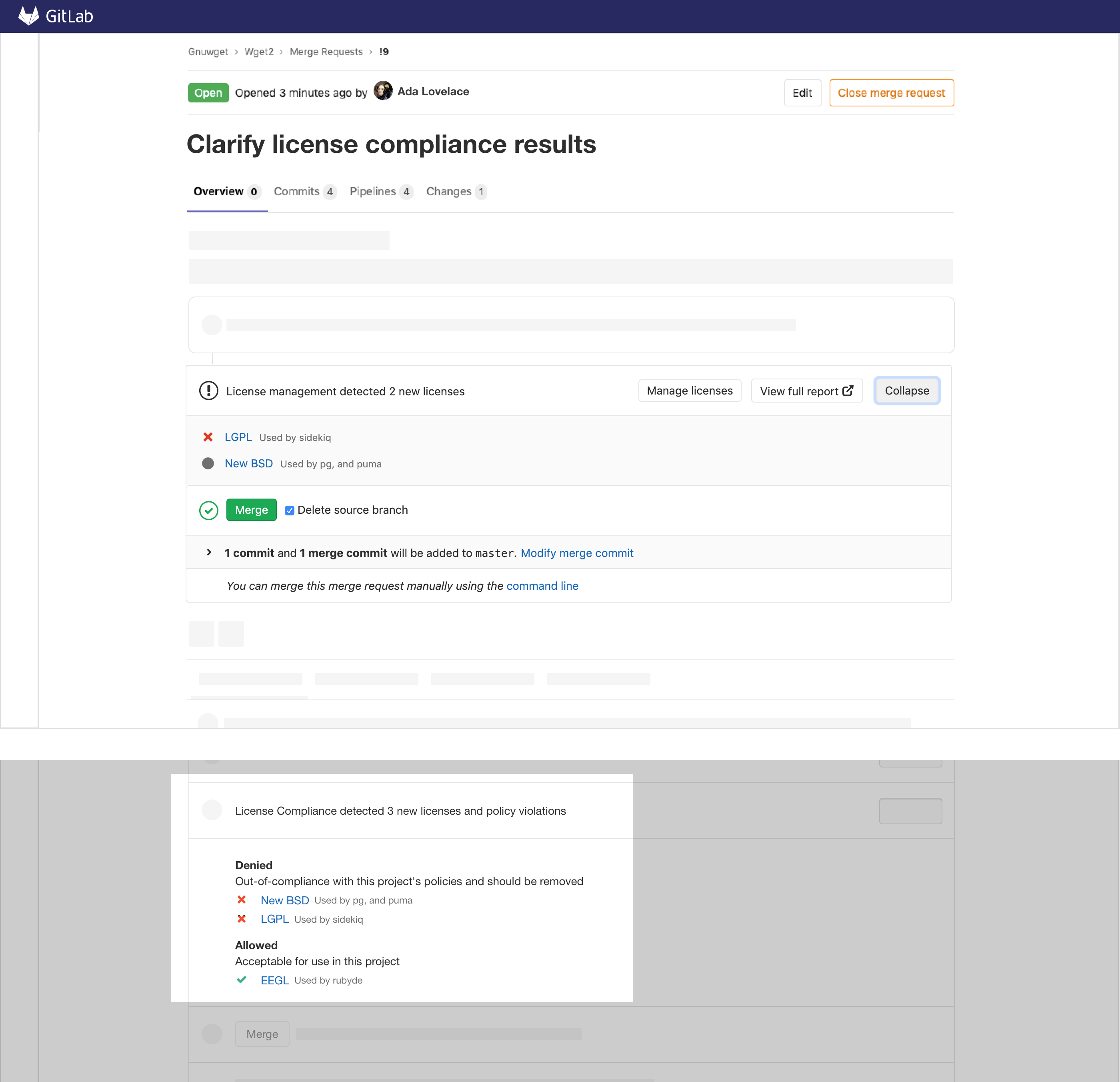 Compliance in merge reqest