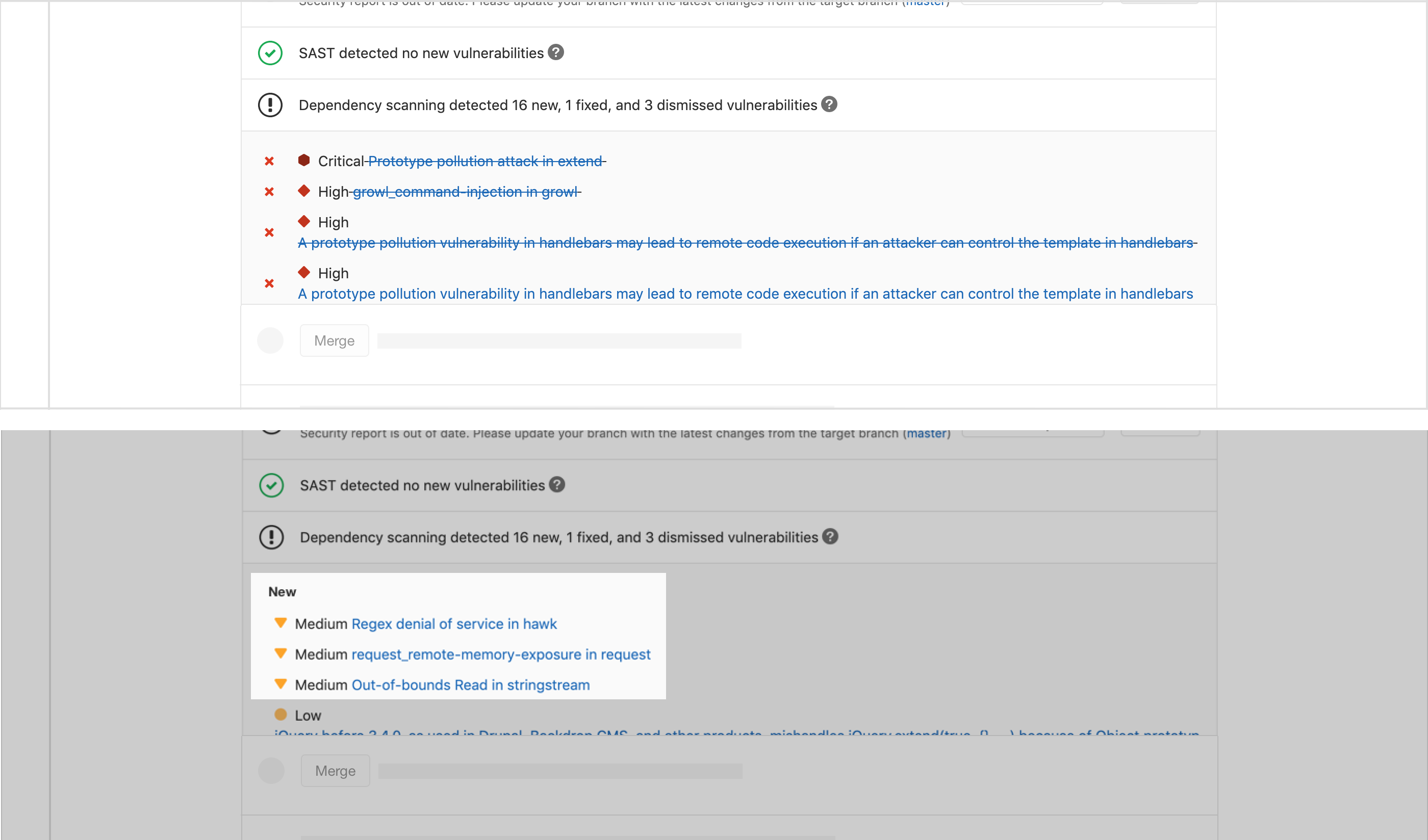 Compliance in merge reqest